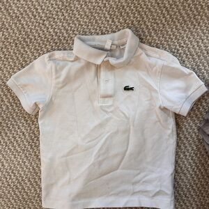 Lacoste Kids Off-White Polo Shirt with Green Crocodile Logo